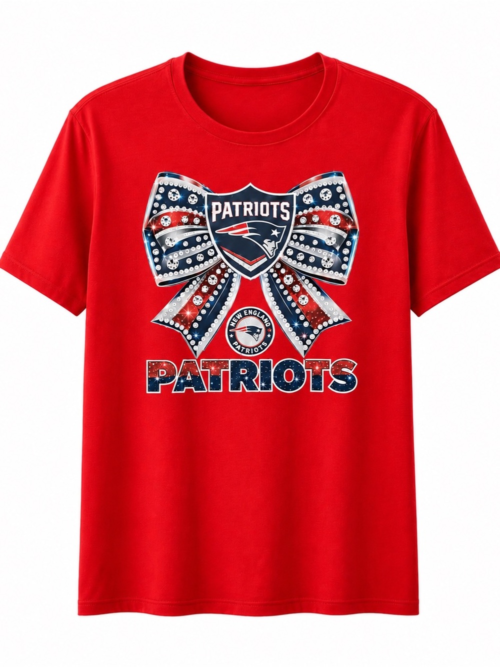 NEW ENGLAND PATRIOTS Football Red Logo Bow T‑Shirt